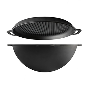 Cocotte asiatique <span class=keywords><strong>en</strong></span> <span class=keywords><strong>fonte</strong></span> avec couvercle grill - Poêle à frire 8 L - Kazan <span class=keywords><strong>en</strong></span> <span class=keywords><strong>fonte</strong></span> pré-culotté pour la cuisine <span class=keywords><strong>en</strong></span> camping - Product Image 4