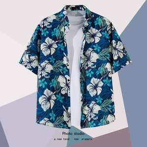 เสื้อฮาวายผ้าโพลีเอสเตอร์ระบายอากาศได้ดีชุดคู่แฟชั่นเสื้อฮาวาย100% ออกแบบได้ตามต้องการแบบมืออาชีพ