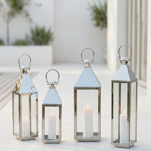 Faroles de Metal de Acero Inoxidable Grandes de Alta Calidad para Decoración del Hogar y Patio - Product Image 1