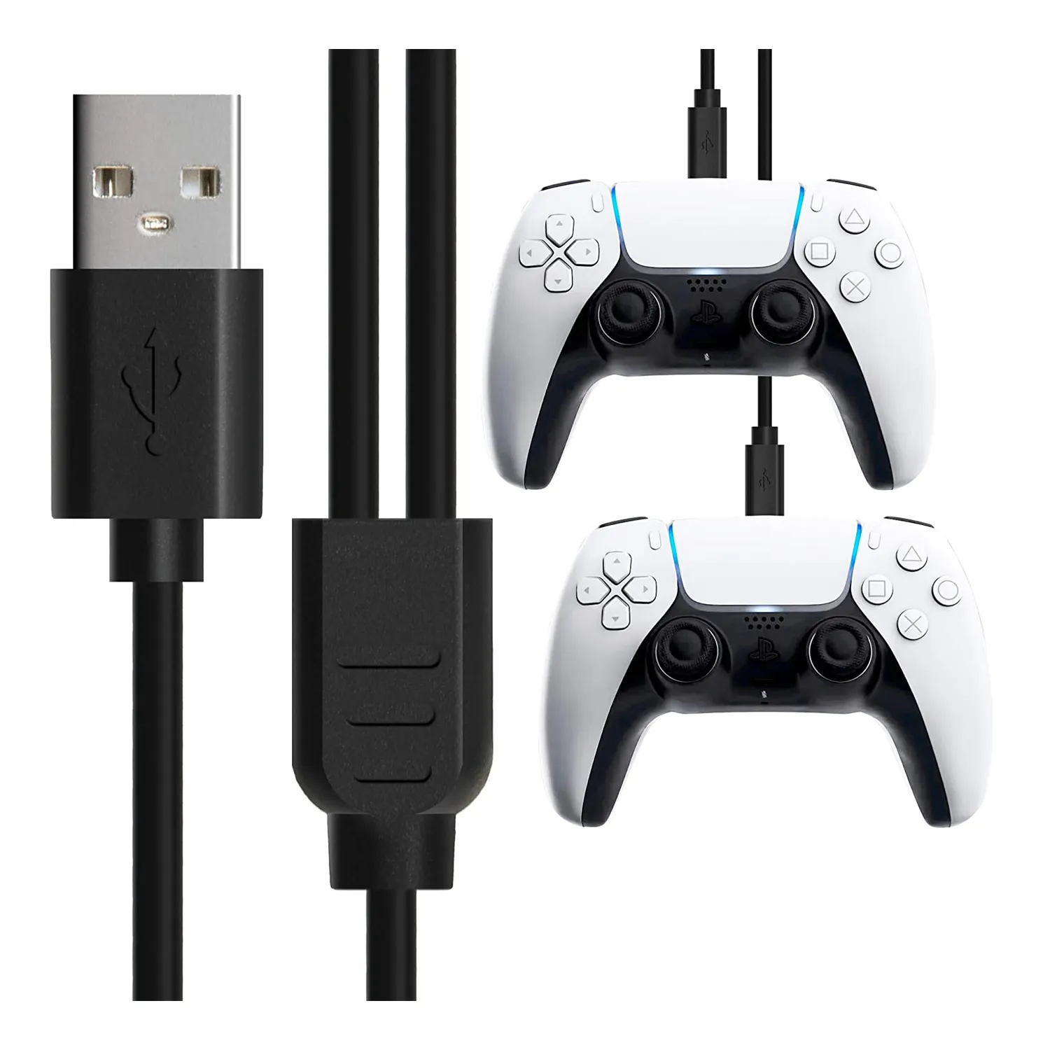 2 in 1 USB C şarj kablosu 10ft 3M tipi C hızlı şarj kablosu Playstation 5 PS5 Xbox serisi X bir anahtar denetleyici Gamepad