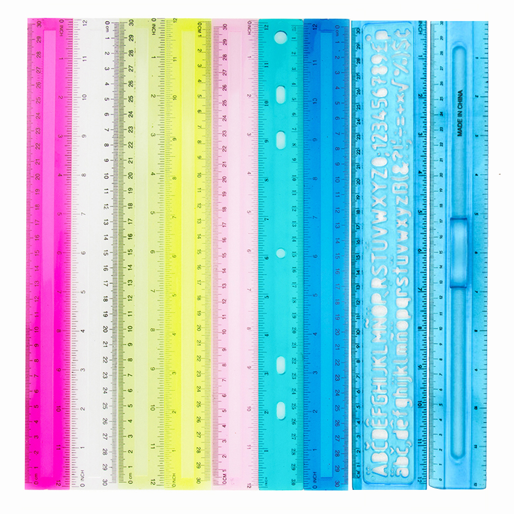 Clear 30 Cm 12 Inch Straight Transparent Plastic Ruler Kit Measuring Tool With Packing For Student School Office