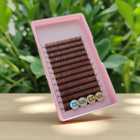 Extensions de cils individuels en soie marron, volume mat, base souple, naturelles, douces, haute qualité, matériaux PBT/coréens, longueurs mixtes