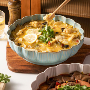 Chinese Household Food Salad Soup Bowl Poached Ceramic Large for Restaurant - Product Image 3