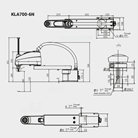 Bras robotisé SCARA 4 axes haute précision, charge utile 6 kg, portée 700 mm, avec contrôleur pour assemblage, préhension et placement, test KLA700-6N