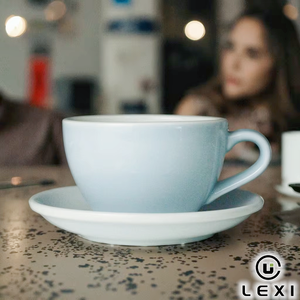 Ensemble de tasses et soucoupes à café en porcelaine de style nordique, céramique minimaliste, pour café et <span class=keywords><strong>restaurant</strong></span>, durable, personnalisable, marque LEXI - Product Image 3