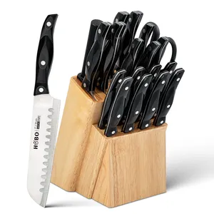 Bán Buôn 19-Piece Abs Xử Lý Đa Chức Năng Công Cụ Mài Bít Tết Utility Chef Knife Set Dao Nhà Bếp Với Khối