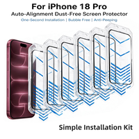 Protections d'écran en verre trempé anti-poussière à alignement automatique avec support sans poussière pour iPhone 18 17 16 15 14 13 Pro Max Plus Air