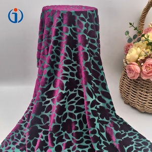 Fabricante de punto personalizado de dos colores de nailon poliéster Spandex <span class=keywords><strong>Powernet</strong></span> flocado Floral terciopelo Burnout telas para vestido ajustado - Product Image 6