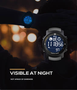 NORTH EDGE Laker Men's Digital <b>Watch</b> Waterproof 50M Running Sports <b>Pedometer</b> Stopwatch <b>Watch</b> Heart Rate Wristband - Product Image 5