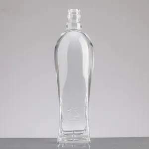Botella de cristal prensada en frío para zumos y bebidas, vidrio transparente de fondo grueso de 500ml con tapa abatible de acero, 16oz