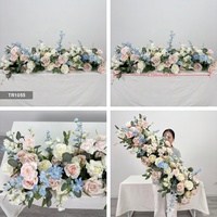 DKB Hersteller Fabrik Maßgefertigter 100cm Rosa-Blauer 5D Künstlicher Seiden-Rosen Hochzeits-Blumen Tischläufer