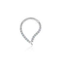 Cincin Hidung Titanium G23 Bentuk Tetesan Air Perhiasan Tindik Tubuh Perhiasan Hidung dari Paduan Titanium dengan Batu Zirkon