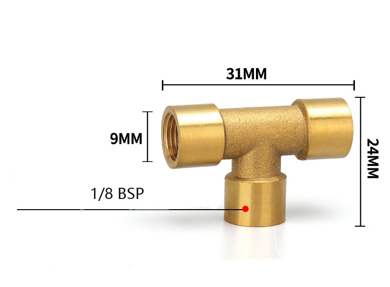 Brass Plumbing Pipe Fittings Female Hexagon Forged 3 Way Equal And Reduced Tee