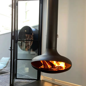 Cheminée intérieure moderne flottante, noire, avec rotation à 360 degrés, cheminée suspendue au <span class=keywords><strong>bois</strong></span>, décoration d'intérieur, cheminée suspendue personnalisée - Product Image 2