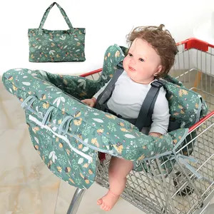 Custom Design Portable 2-in-1 Baby Shopping Trolley Cover Highchair Seat Cushion Shopping Cart Cover With Carry Bag For Baby