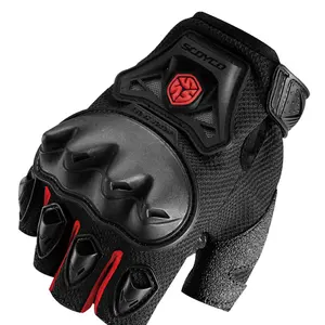 De gros moto moitié gants hommes en plastique-Gants demi-doigt antidérapants pour hommes, accessoires de course de moto, antichute, antidérapants, pour course