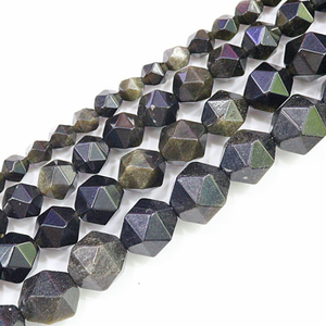 Perle di <span class=keywords><strong>Ossidiana</strong></span> Dorata Naturale Sfaccettate all'Ingrosso per Creazione di <span class=keywords><strong>Gioielli</strong></span>, Perle con Taglio a Diamante - Product Image 3