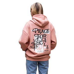 Sweat à capuche en coton éponge décontracté surdimensionné rose imprimé logo personnalisé 2 pièces Vente en gros 2023 hiver haute qualité - Product Image 2