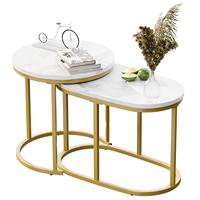 Table basse moderne et écologique en fer et bois massif avec plateau en marbre pour le salon