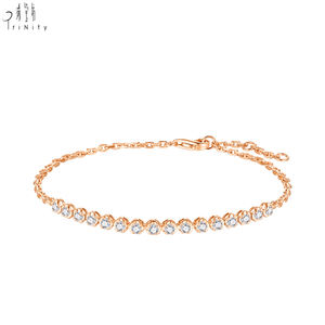 Bracelets ajustables pour femmes, très populaires, en or massif 18 carats, avec diamants naturels, chaîne à maillons, bijoux élégants et raffinés. - Product Image 3