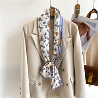 En gros, Foulard fin en soie sergé pour femme, imprimé numérique, design personnalisé, style printemps, utilisable comme bandeau et accessoire de sac à main