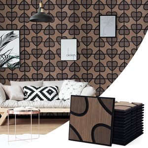 Panneau acoustique en bois rainuré 3D Bean & Heart, panneaux acoustiques en bois à lattes, panneaux absorbants du son pour la décoration intérieure - Product Image 1