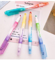 Fournitures scolaires, lot de 12 stylos surligneurs à double tête, dessin animé mignon, couleurs vives