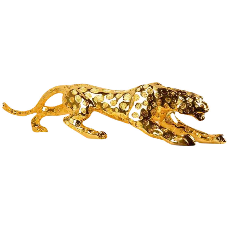 gold and silver animal statues hotel Home decoration tiger resin craft leopard sculpture