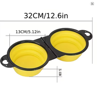 Bol double pliable en silicone 2 en 1 pour chien, bol de voyage portable pour animaux de compagnie, pliable, pour l'alimentation et l'eau, pour les activités de plein air