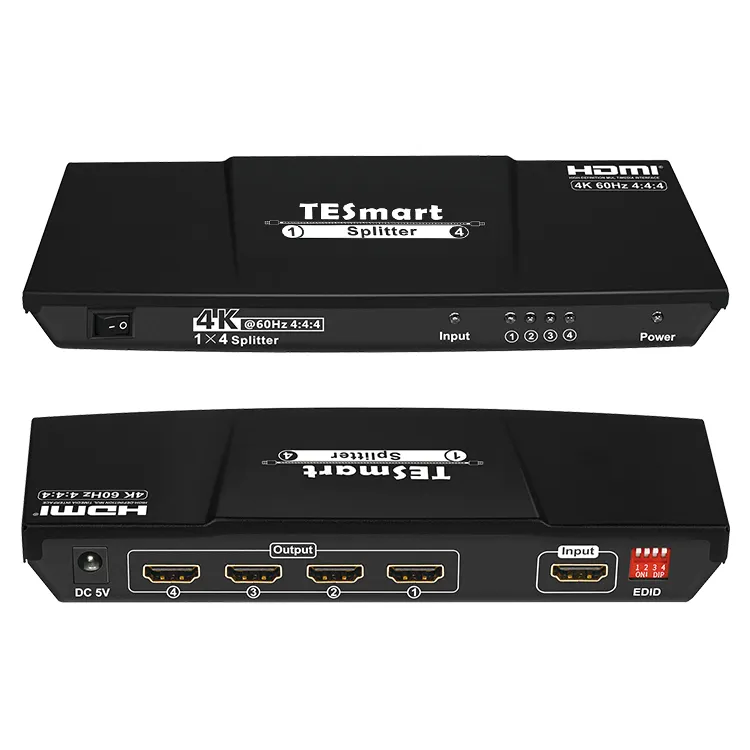 Répartiteur HDMI TESmart 1 en 4 sorties 1x4 prise en charge 4K 60HZ EDID 7 Mode commande CEC distribue 1 Source à 4 écrans séparateur vidéo