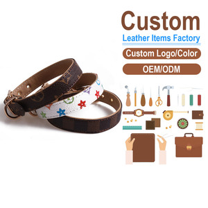 Custom <b>Leather</b> Dog <b>Collars</b> With Floral Print Buckle Closure Fashion Pet Accessories All Seasons OEM ODM - Product Image 1