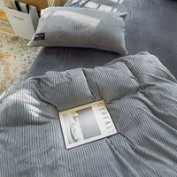 Farine de lait d'hiver Classe A Coral Flour Bed Sheet Cover Flannel Plus Plush duvet cover set 3 pieces blanket bedding