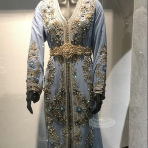 Vestido de lujo para damas de honor Kaftan hasta el suelo con trabajo pesado de Zardozi para bodas y fiestas - Product Image 3