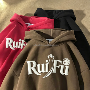 ผู้ผลิตเสื้อฮู้ดดี้พิมพ์ลายนูนโฟม 3 มิติ แบบโอเวอร์ไซส์ ผ้าฝ้ายหนานุ่ม สกรีนโลโก้ตามสั่ง สำหรับทั้งผู้ชายและผู้หญิง - Product Image 3