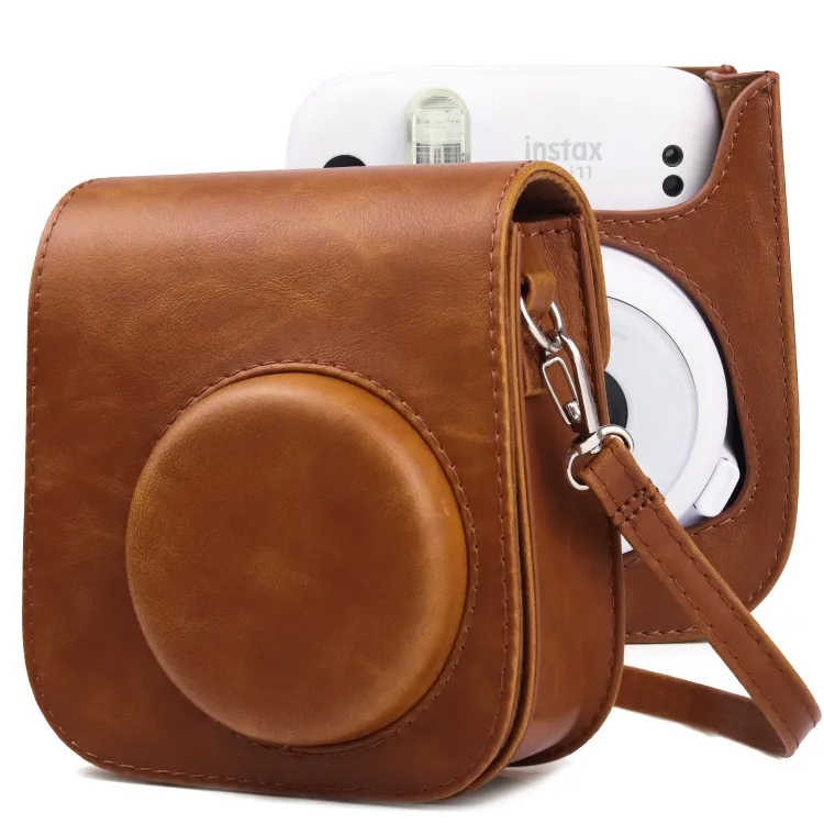 Nuova borsa in pelle per fotocamera a corpo intero retrò di buona concezione con cinturino per FUJIFILM Instax mini 11