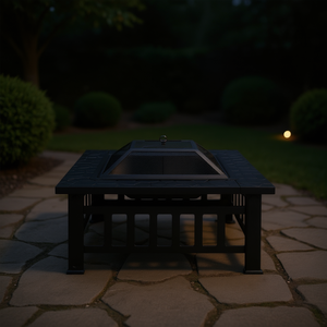 Braciere Quadrato in Metallo Nero con Paletta per Uso in Cortile, Riscaldatore Esterno Moderno Portatile a Legna - Product Image 2