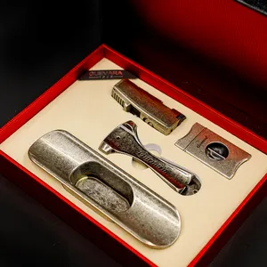 Cigar accessories set cutter lighter ashtray and cigar box opener travel luxury cigar kit set