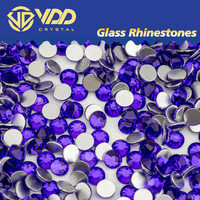 VDD 129 Strass en verre couleur Myrtille SS4-SS50, nouvelles couleurs, à dos plat, pierres scintillantes pour loisirs créatifs et décorations d'ongles