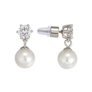 New Product Fashion Design Jewelry Brass Pearl Stone Earrings With Girl