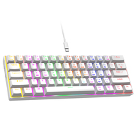 Ultra-Compact 61-Key LED Backlit Wired Gaming Keyboard 60% Tablet Laptop PC Computer Blue Switch Mini Mechanical Keyboard