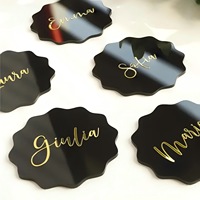 20 cartes de placement de mariage en acrylique, découpées au laser, effet miroir, forme cercle ondulé festonné, pour nom et place