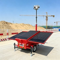 Remorque de sécurité à caméra solaire haute élasticité avec panneaux solaires et caméra 4G pour la surveillance à distance des chantiers de construction