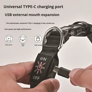 <span class=keywords><strong>Collar</strong></span> de Nailon LED para Perro con Carga Tipo-C, Características Reflectantes y Luminosas, y Patrón Monocromático para Paseos Nocturnos - Product Image 3