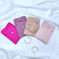 Jinsky paquet de bijoux bague et collier avec logo personnalisé pochette à bouton pression en microfibre sacs à bijoux logo personnalisé avec carte à insérer