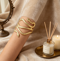 Bracelet Serpent Ajustable en Métal, Manchette Ouverte pour le Bras, Style Vintage Égyptien, Bijou de Bras Supérieur Exagéré pour Femme, Idéal pour Fête Costumée
