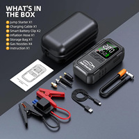 Démarreur de voiture portable 10000mah, batterie externe d'urgence avec pompe à air, booster de démarrage de voiture avec lampe torche LED