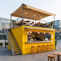 Conteneur pliable entièrement assemblé en structure acier, style Mid-Century Modern, haute cube, pour extérieur, centre commercial, parc, plage, bar