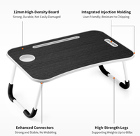 Table pliable pour ordinateur portable, plateau de lit portable, support pour ordinateur portable avec porte-gobelet et emplacement pour tablette