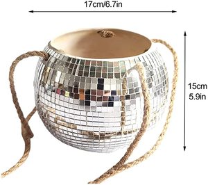 Maceta Colgante con Espejo de Bola de Discoteca, Precio de Fábrica, Cestas de Flores con Espejo <span class=keywords><strong>Pintadas</strong></span> a Mano con Cuerda para Decoración de Techo y Pared Interior - Product Image 6
