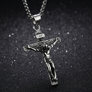 Kalung Salib Yesus Warna Emas dari Baja Anti Karat, Perhiasan Hip Hop Trendy untuk Pria Wanita, Liontin Modis - Product Image 2